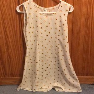 Vintage white red floral yellow bow purple polka dot print 60s style mini dress